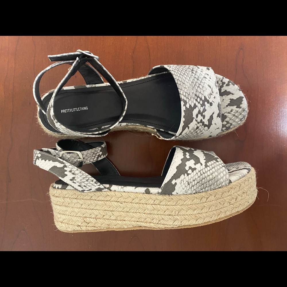 Pretty little thing snakeskin wedges